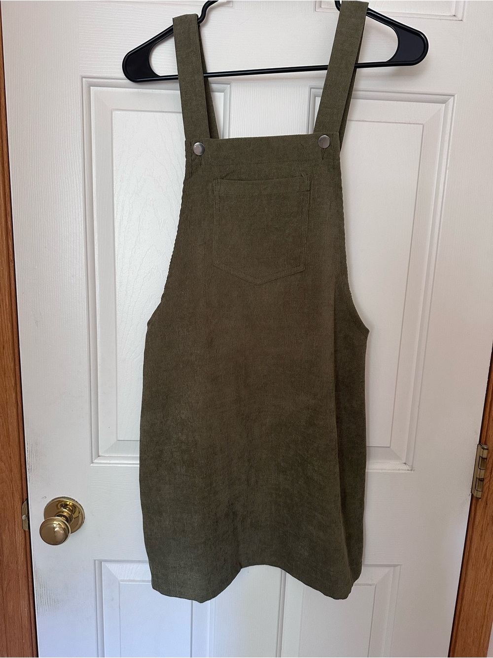 SHEIN Olive Green Corduroy Pinafore Mini Dress